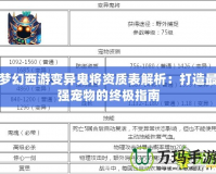 夢幻西游變異鬼將資質(zhì)表解析：打造最強寵物的終極指南