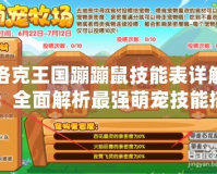 洛克王國(guó)蹦蹦鼠技能表詳解：全面解析最強(qiáng)萌寵技能搭配