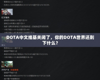 DOTA中文維基關(guān)閉了，你的DOTA世界還剩下什么？