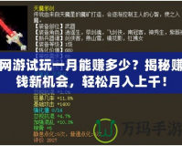 網(wǎng)游試玩一月能賺多少？揭秘賺錢(qián)新機(jī)會(huì)，輕松月入上千！