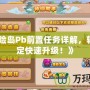 《冒險(xiǎn)島Pb前置任務(wù)詳解，輕松搞定快速升級(jí)！》