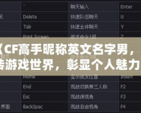 《CF高手昵稱英文名字男，玩轉游戲世界，彰顯個人魅力》