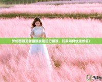 夢幻西游更新錯誤發(fā)現(xiàn)運行錯誤，玩家如何快速修復(fù)？