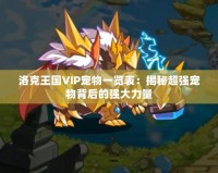 洛克王國VIP寵物一覽表：揭秘超強(qiáng)寵物背后的強(qiáng)大力量