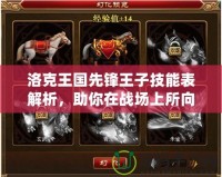 洛克王國(guó)先鋒王子技能表解析，助你在戰(zhàn)場(chǎng)上所向披靡！