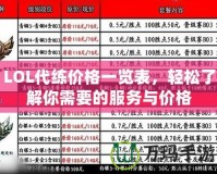 LOL代練價(jià)格一覽表，輕松了解你需要的服務(wù)與價(jià)格