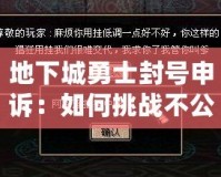 地下城勇士封號申訴：如何挑戰(zhàn)不公與恢復(fù)榮耀？