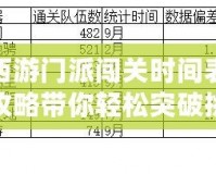 夢幻西游門派闖關(guān)時(shí)間表：最全攻略帶你輕松突破挑戰(zhàn)