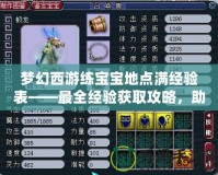 夢幻西游練寶寶地點(diǎn)滿經(jīng)驗(yàn)表——最全經(jīng)驗(yàn)獲取攻略，助你輕松升級！