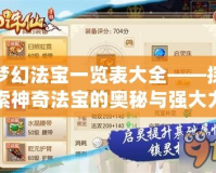夢幻法寶一覽表大全——探索神奇法寶的奧秘與強大力量