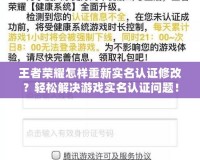 王者榮耀怎樣重新實(shí)名認(rèn)證修改？輕松解決游戲?qū)嵜J(rèn)證問(wèn)題！