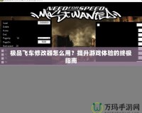 極品飛車修改器怎么用？提升游戲體驗(yàn)的終極指南