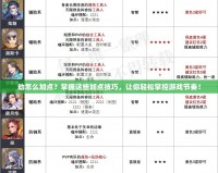 劫怎么加點(diǎn)？掌握這些加點(diǎn)技巧，讓你輕松掌控游戲節(jié)奏！