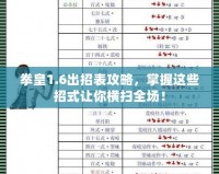 拳皇1.6出招表攻略，掌握這些招式讓你橫掃全場(chǎng)！