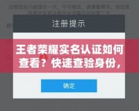 王者榮耀實名認證如何查看？快速查驗身份，保證賬戶安全！