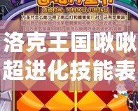 洛克王國啾啾超進化技能表：解鎖全新戰(zhàn)斗力，開啟精彩冒險！