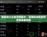 蝙蝠騎士出裝攻略圖文：掌握戰(zhàn)場制勝的關鍵裝備搭配