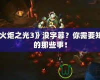 《火炬之光3》沒字幕？你需要知道的那些事！