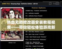 熱血無賴修改器安裝教程視頻——帶你輕松體驗(yàn)游戲新樂趣