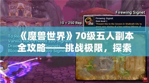 《魔獸世界》70級(jí)五人副本全攻略——挑戰(zhàn)極限，探索精彩！
