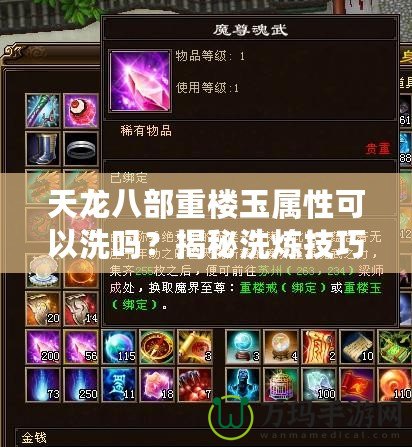 天龍八部重樓玉屬性可以洗嗎？揭秘洗煉技巧與提升之道