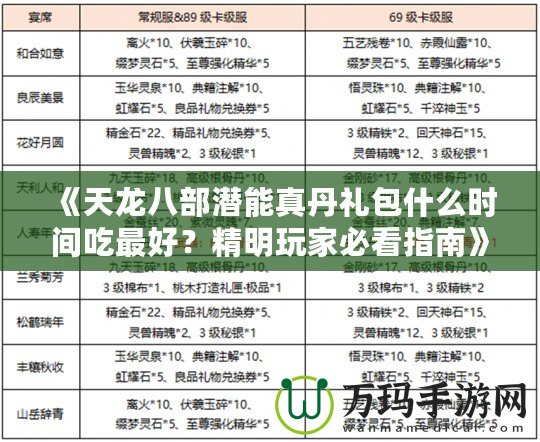 《天龍八部潛能真丹禮包什么時間吃最好？精明玩家必看指南》