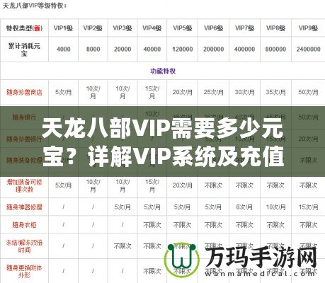 天龍八部VIP需要多少元寶？詳解VIP系統(tǒng)及充值攻略
