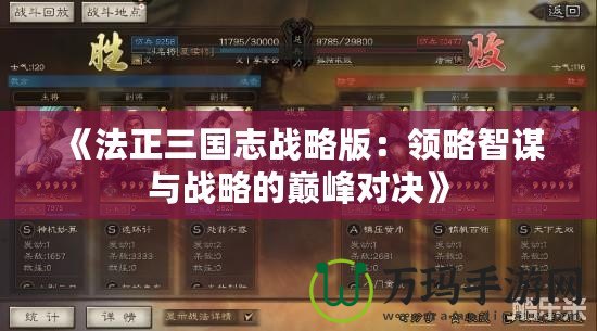 《法正三國志戰(zhàn)略版：領(lǐng)略智謀與戰(zhàn)略的巔峰對決》