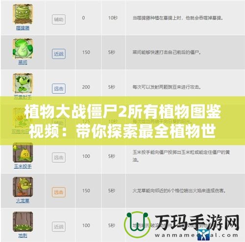 植物大戰(zhàn)僵尸2所有植物圖鑒視頻：帶你探索最全植物世界！