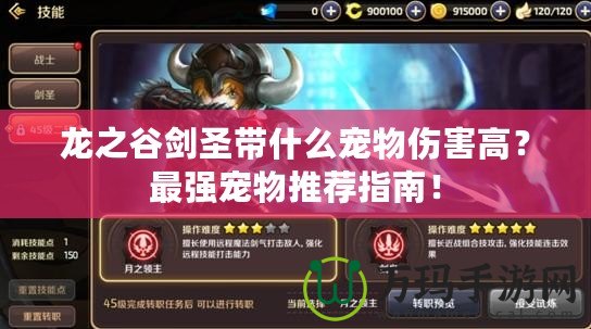龍之谷劍圣帶什么寵物傷害高？最強寵物推薦指南！