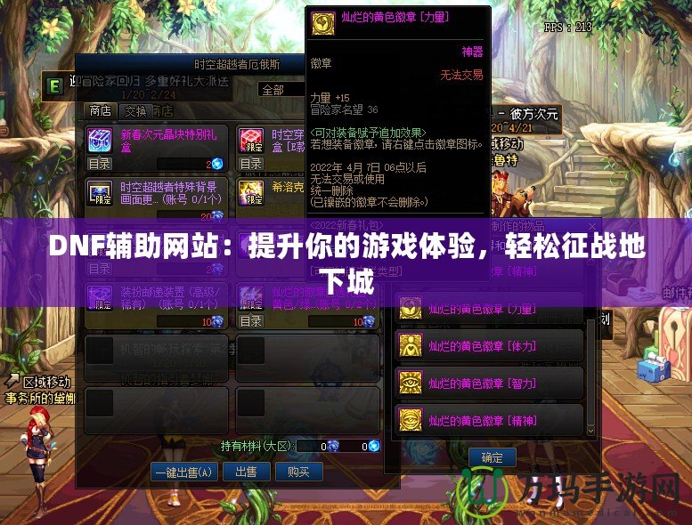 DNF輔助網(wǎng)站：提升你的游戲體驗，輕松征戰(zhàn)地下城