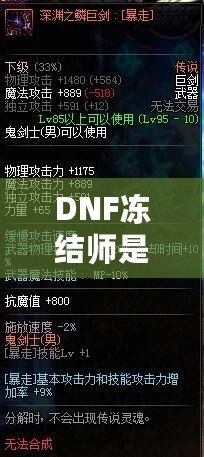 DNF凍結(jié)師是靠力量還是攻擊？解析職業(yè)選擇與屬性加點