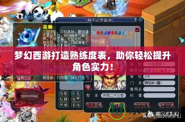 夢幻西游打造熟練度表，助你輕松提升角色實(shí)力！