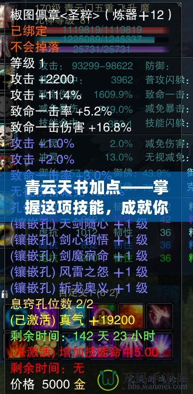 青云天書加點(diǎn)——掌握這項(xiàng)技能，成就你的游戲巔峰
