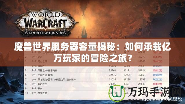 魔獸世界服務(wù)器容量揭秘：如何承載億萬玩家的冒險之旅？