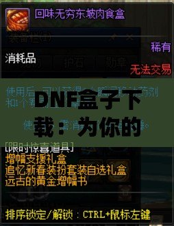 DNF盒子下載：為你的游戲體驗(yàn)增添無限樂趣