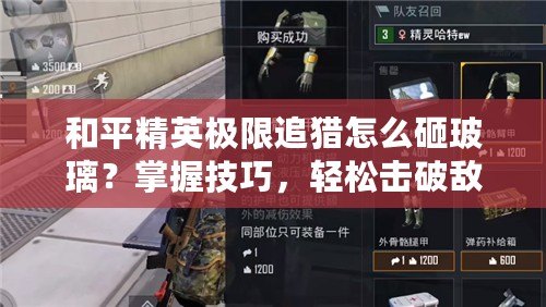 和平精英極限追獵怎么砸玻璃？掌握技巧，輕松擊破敵人防線！