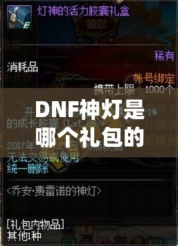 DNF神燈是哪個禮包的？探索《地下城與勇士》最新神燈禮包的驚喜與價值