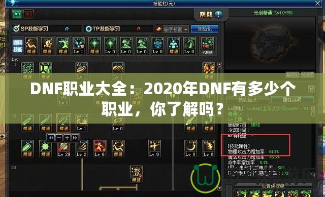 DNF職業(yè)大全：2020年DNF有多少個(gè)職業(yè)，你了解嗎？