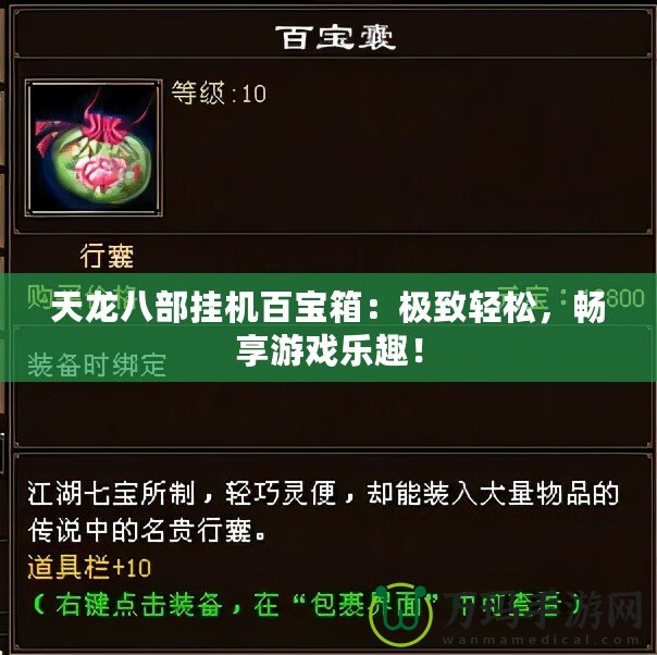 天龍八部掛機(jī)百寶箱：極致輕松，暢享游戲樂趣！