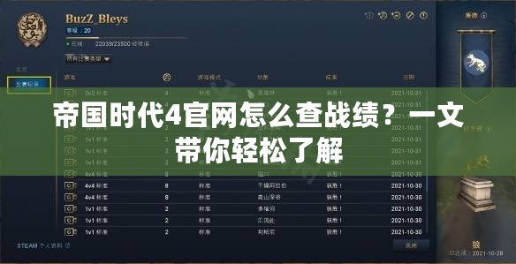 帝國時代4官網(wǎng)怎么查戰(zhàn)績？一文帶你輕松了解