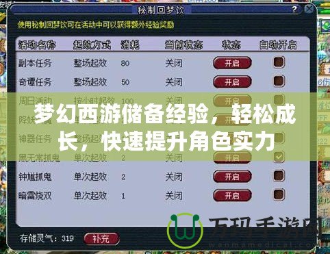 夢幻西游儲(chǔ)備經(jīng)驗(yàn)，輕松成長，快速提升角色實(shí)力
