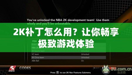 2K補丁怎么用？讓你暢享極致游戲體驗