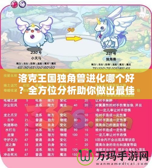 洛克王國獨角獸進化哪個好？全方位分析助你做出最佳選擇