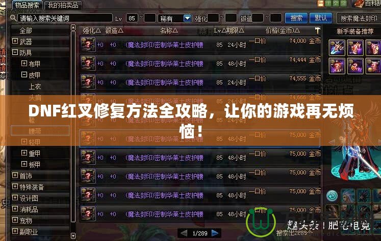 DNF紅叉修復(fù)方法全攻略，讓你的游戲再無煩惱！