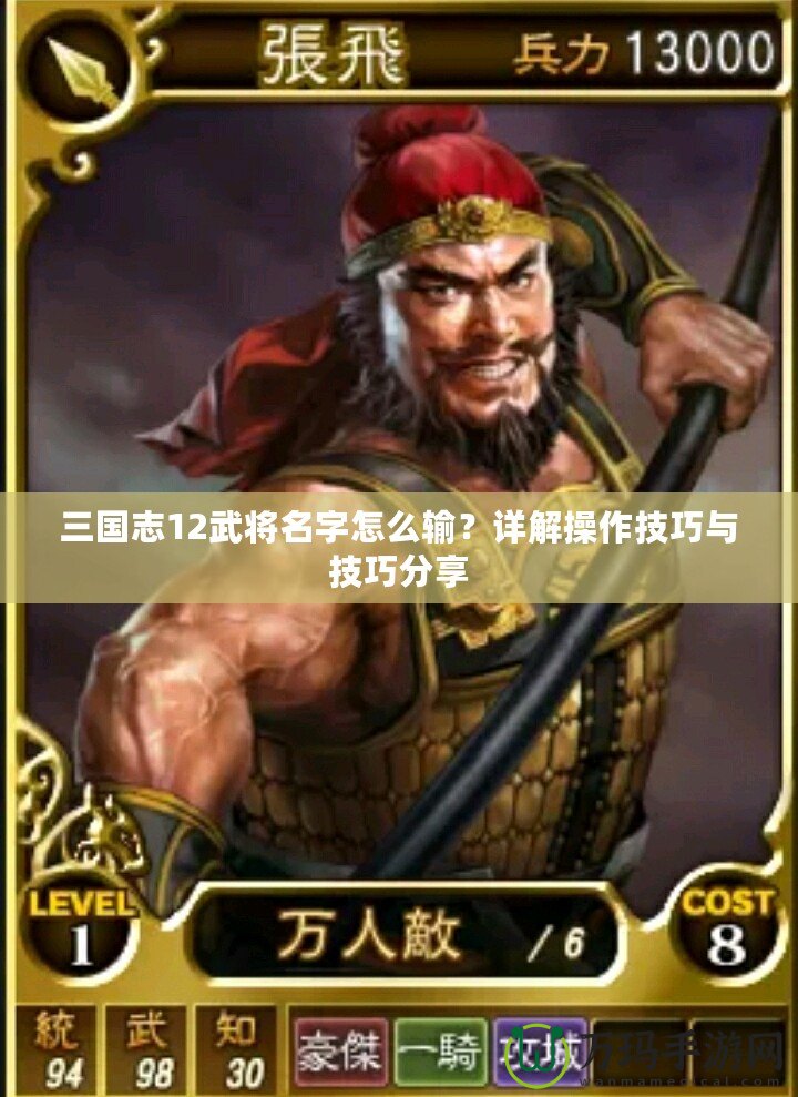 三國志12武將名字怎么輸？詳解操作技巧與技巧分享
