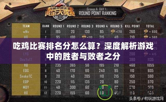 吃雞比賽排名分怎么算？深度解析游戲中的勝者與敗者之分