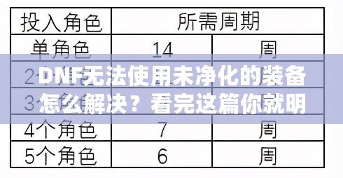 DNF無法使用未凈化的裝備怎么解決？看完這篇你就明白了！