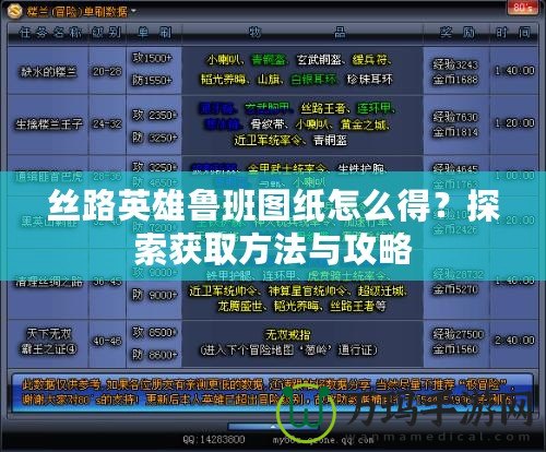 絲路英雄魯班圖紙?jiān)趺吹?？探索獲取方法與攻略