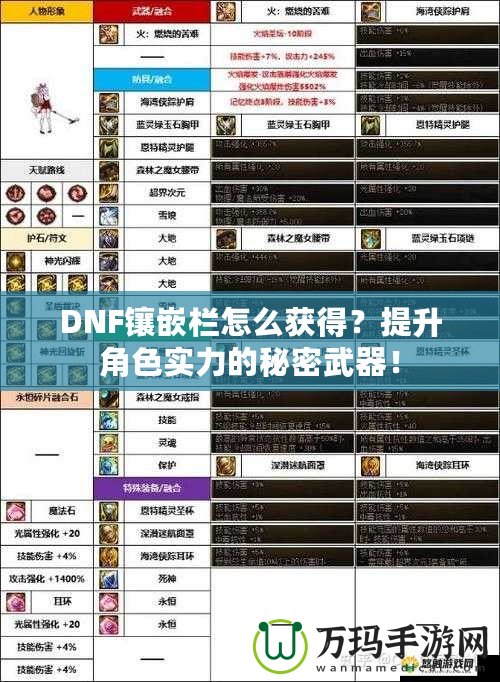 DNF鑲嵌欄怎么獲得？提升角色實(shí)力的秘密武器！